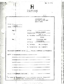 Carta desde Intercoop, del sr. Ettore Dazzara, dirigida a la sra. Amelia Huerta