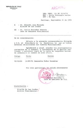 [Oficio Ord. N° 4779 de Jefe de Gabinete Presidencial, remite copia de carta]