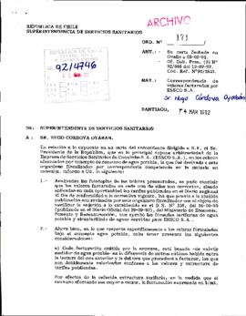 [Copia de Oficio Ord. Nº 171 de Superintendente de Servicios Sanitarios, responde en relación a correspondencia de valores facturados por ESSCO S.A]