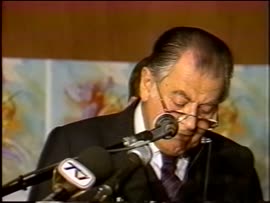 Presidente Aylwin ofrece discurso en la V Conferencia Claudio Orrego Vicuña 1990: video