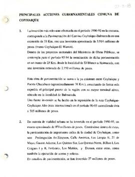 Principales Acciones Gubernamentales Comuna de Coyhaique