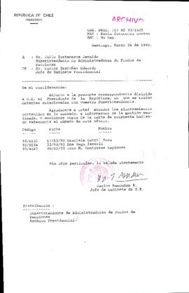 [Oficio Gab. Pres. Ord. N° 1405 de Jefe de Gabinete Presidencial, remite copia de carta que se indica]