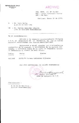 [Oficio  Gab. Pres. Ord. N° 0359 de Jefe de Gabinete Presidencial, remite copia de carta que se indica]