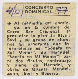 Artículo : Concierto Dominical