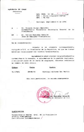 [Se remita carta del Sr. Santiago Escárez a Subsecretario Ministerio Secretaría General de la Presidencia]