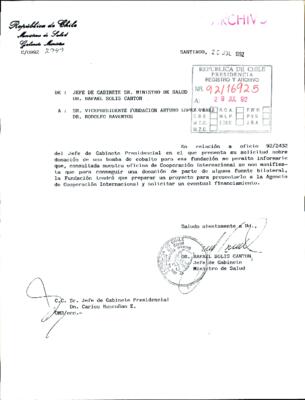 Carta del Ministerio de Salud ante solicitud de donación] - Archivo  Patrimonial Universidad Alberto Hurtado