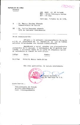 [Oficio del Jefe de Gabinete Presidencial dirigido al Subsecretario de Guerra, Sr. Marcos Sánchez Edwards]
