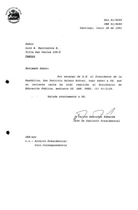 [Informa que carta fue remitida al Ministerio de Educación, mediante Of. GAB. PRES. (0) 91/2128]