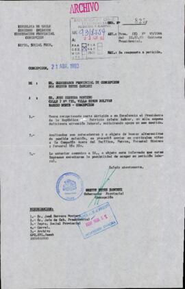 [Orden N° 825 de la Gobernación Provincial de Concepción]
