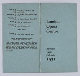 London Opera Centre : Calendario Trimestre Otoño 1971