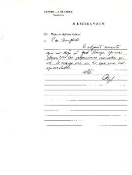 Memorándum de Patricio Aylwin a Francisco Cumplido