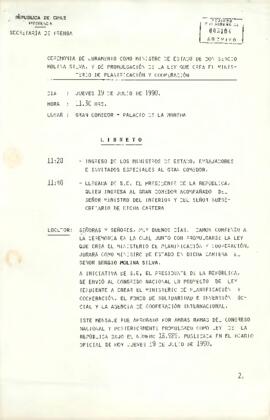 [Libreto de ceremonia juramento de Ministro de Estado]