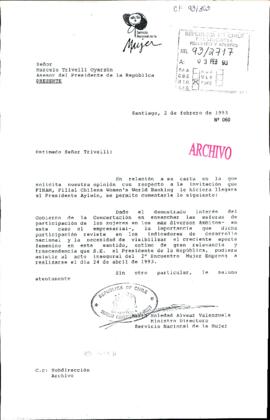 [Carta de Ministra Soledad Alvear a asesor de la Presidencia, Marcelo Trivelli]