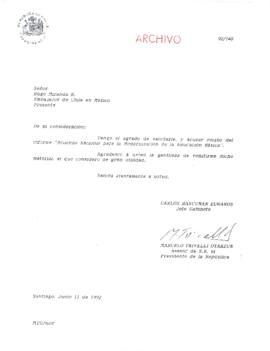[Carta del Jefe de Gabinete de la Presidencia a Embajador de Chile en México]