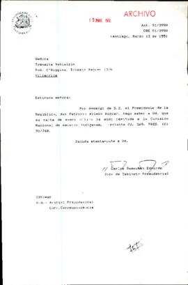 Carta remitida a la Comisión Nacional de Asuntos Indígenas, mediante Of. GAB. PRES.