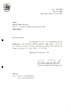 Carta remitida al Banco del Estado de Chile