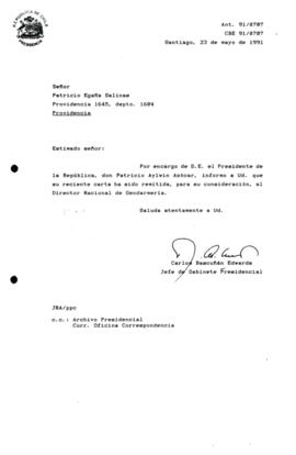 Carta remitida, para su consideración, al Director Nacional de Gendarmeria.