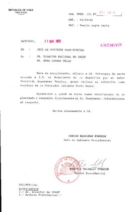[Oficio Gab. Pres. N° 5814 de Jefe de Gabinete Presidencial, remite copia de carta que se indica]