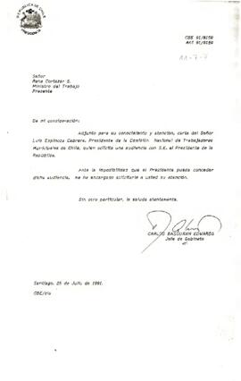 [Carta sobre audiencia al Presidente de la Comisión Nacional de Trabajadores Municipales de Chile]