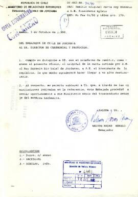 [Carta del Embajador de Chile en Jordania dirigida al Presidente Patricio Aylwin]