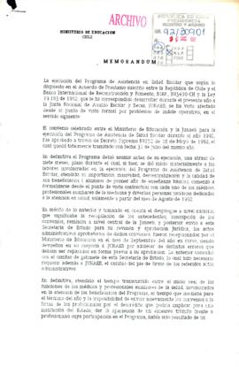 [Memorandum de Ministerio de Educación en relación al programa de Asistencia en Salud Escolar]