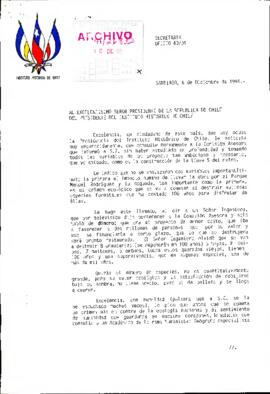 [Carta de solicitud del Presidente del Instituto Histórico de Chile dirigida al Presidente Patricio Aylwin, con motivo de la construcción de la Línea 5 del Metro de Santiago]