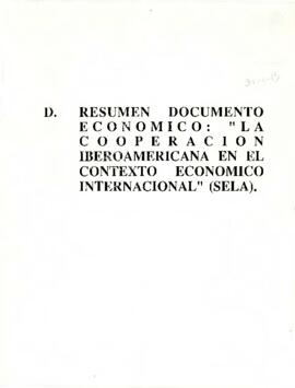 Resumen documento económico: "La cooperación Iberoamericana en el contexto económico interna...