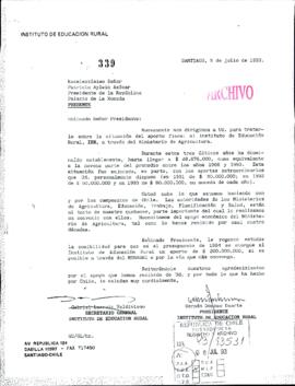 [Carta del Instituto de Educación Rural para pedir una solicitud de financiamiento]
