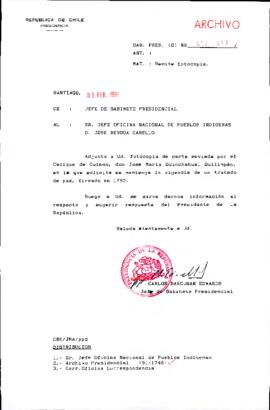 [Remite fotocopia de carta que se indica a Jefe Oficina Nacional de  Pueblos Indígenas]