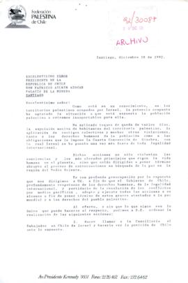 [Carta de la Federación Palestina de Chile]