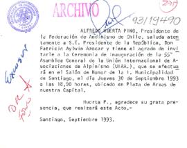 [Invitación a Ceremonia de Inauguración de la 55° Asamblea General de la Unión Internacional de Asociaciones de Alpinismo]