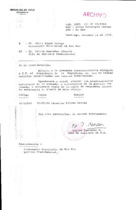 [Oficio Gab. Pres. Ord. N° 5306 de Jefe de Gabinete Presidencial, remite copia de carta que se indica]