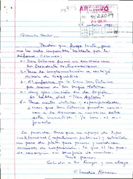 [Carta de coordinador de cooperación técnica de países en desarrollo solicitando apoyo]