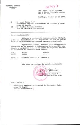 [Oficio Ord. N° 5449 de Jefe de Gabinete Presidencial, remite copia de carta]