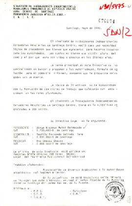 [Carta del Sindicato de Trabajadores Independientes Vendedores Ambulantes de Especies Varias de S...