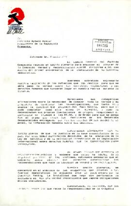 [Carta del Secretario General del Partido Comunista al Presidente Patricio Aylwin]