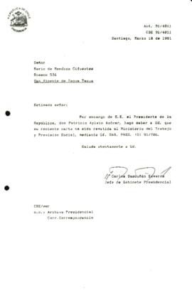 Carta remitida al Ministerio del Trabajo y Previsión Social