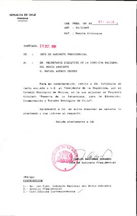 [Oficio no.91/4456 enviado al Secretario Ejecutivo de la Comisión Nacional del Medio Ambiente]