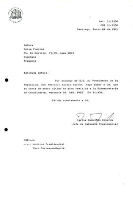 [Se remite carta a Subsecretaria de Carabineros]