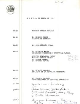 Programa Presidencial, lunes 6 de abril de 1992