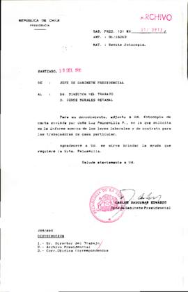 [Oficio del Jefe de Gabinete Presidencial dirigido al Director del Trabajo]