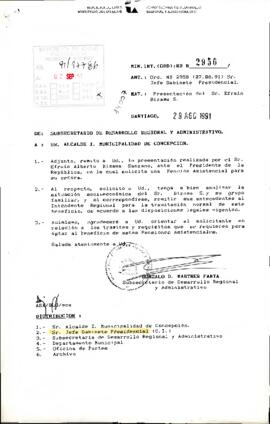 [Carta del Subsecretario de Desarrollo Regional y Administrativo dirigida al Alcalde de Concepción]