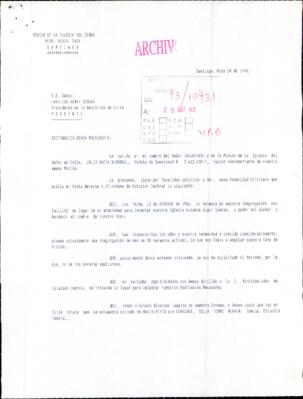 Carta de la Misión Iglesia del Señor por solicitud de terreno] - Archivo  Patrimonial Universidad Alberto Hurtado