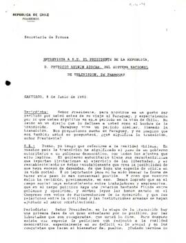 ENTREVISTA A S.E. EL PRESIDENTE DE LA REPUBLICA, D. PATRICIO AYLWIN AZOCAR, DEL SISTEMA NACIONAL ...