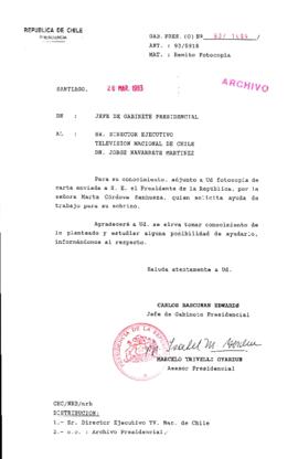 [Carta adjunta solicitud al Sr. Director  Ejecutivo de Televisión Nacional de Chile]