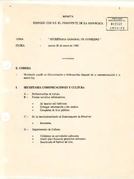 Minuta Reunión con S.E. El Presidente de la República - Tema: Secretaría General de Gobierno