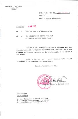 carta enviada por don Claudio Lapostól Maruéjouls, Presidente de CORCHILE