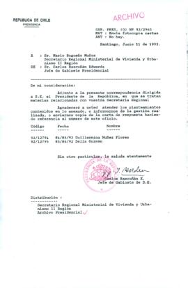 [Oficio Ord. N° 2965 de Jefe de Gabinete Presidencial, remite copia de carta]