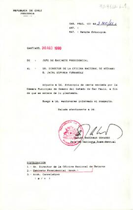[Carta del Jefe de Gabinete Presidencial a Director de la Oficina Nacional de Retorno, Jaime Esponda]