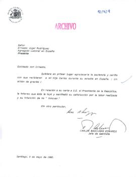 [Carta enviada al Agregado Laboral en España]